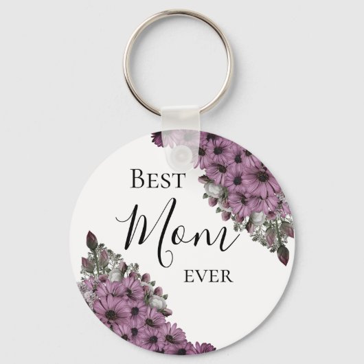 Stylish Floral Best Mam ooit Sleutelhanger (Voorkant)