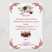Stylish Floral Birthday Invitation Card Kaart (Achterkant)