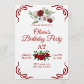 Stylish Floral Birthday Invitation Card Kaart (Voorkant)