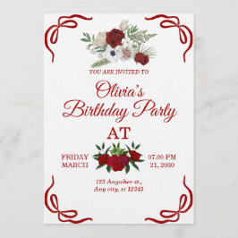 Stylish Floral Birthday Invitation Card Kaart