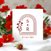 Stylish Floral Botanical Arch Wedding Initials Rubberstempel