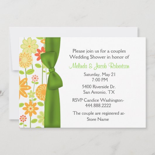 Stylish Floral Couples Wedding Shower Kaart (Voorkant)