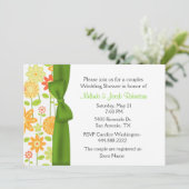 Stylish Floral Couples Wedding Shower Kaart (Staand voorkant)