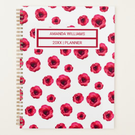 Stylish Floral Cream Red Roses Pattern Name 2026 Planner