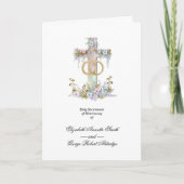 Stylish Floral Cross Wedding Rings Christian (Voorkant)