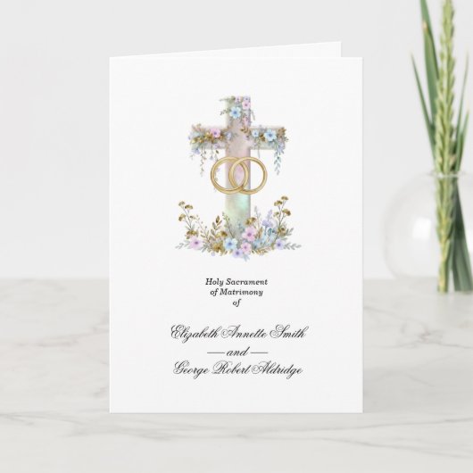 Stylish Floral Cross Wedding Rings Christian (Voorkant)