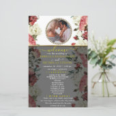 Stylish Floral Custom Photo Wedding Program (Staand voorkant)