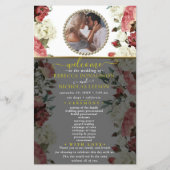 Stylish Floral Custom Photo Wedding Program (Voorkant)