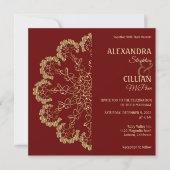 Stylish Floral Mandala Wedding Invitation Kaart (Voorkant)