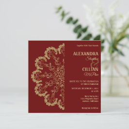 Stylish Floral Mandala Wedding Invitation Kaart