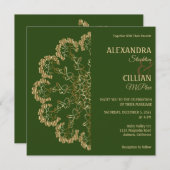 Stylish Floral Mandala Wedding Invitation Kaart (Voorkant / Achterkant)