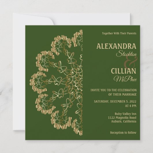 Stylish Floral Mandala Wedding Invitation Kaart (Voorkant)