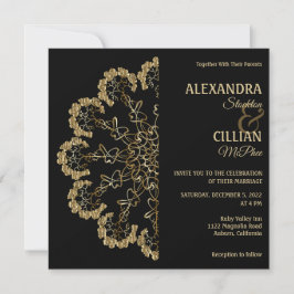 Stylish Floral Mandala Wedding Invitation Kaart