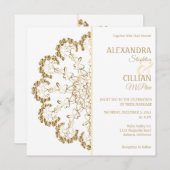 Stylish Floral Mandala Wedding Invitation Kaart (Voorkant / Achterkant)