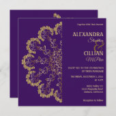 Stylish Floral Mandala Wedding Invitation Kaart (Voorkant / Achterkant)