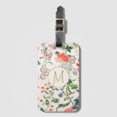 Stylish Floral Monogram Bagagelabel (Voorkant (verticaal))