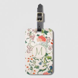Stylish Floral Monogram Bagagelabel