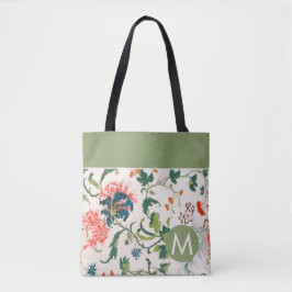 Stylish Floral Monogram Tote Bag