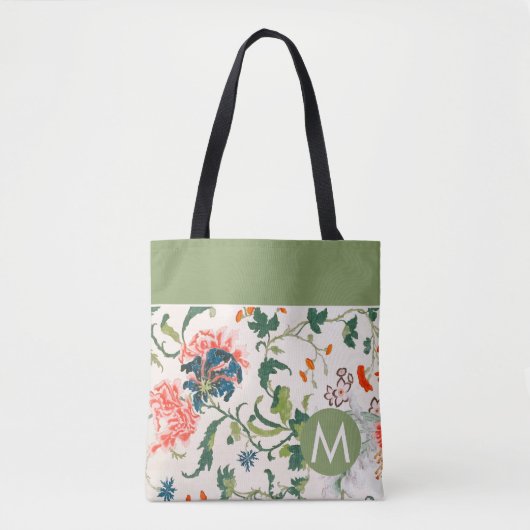 Stylish Floral Monogram Tote Bag (Voorkant)