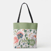 Stylish Floral Monogram Tote Bag (Achterkant)