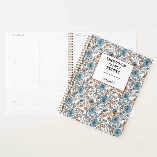 Stylish Floral Neutrals Personalized Recipe  Planner (Display)