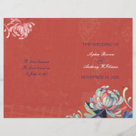 Stylish Floral Rustic Red Wedding Bivouwprogramma