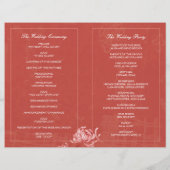 Stylish Floral Rustic Red Wedding Bivouwprogramma (Achterkant)