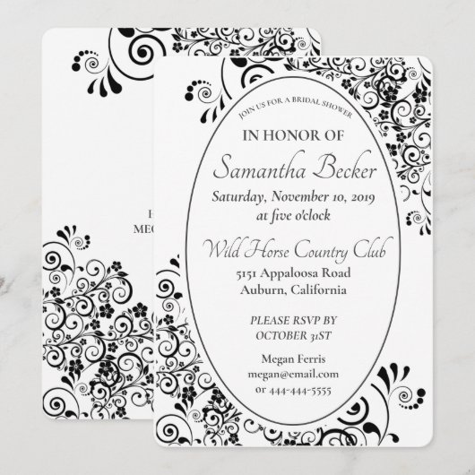 Stylish Floral Scroll Vrijgezellenfeest Kaart (Voorkant / Achterkant)