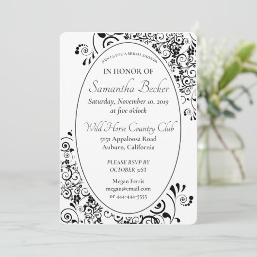 Stylish Floral Scroll Vrijgezellenfeest Kaart (Staand voorkant)