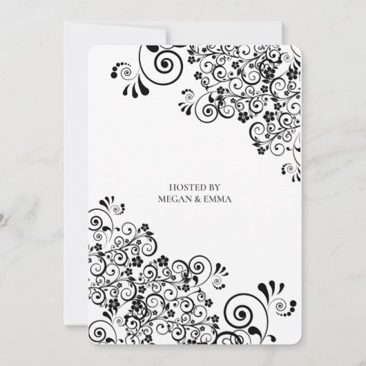 Stylish Floral Scroll Vrijgezellenfeest Kaart (Achterkant)