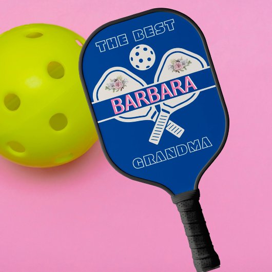 Stylish Floral the Best Grandma First Name Pickleball Paddle