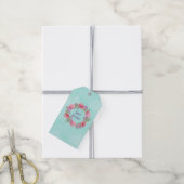 Stylish Floral Waterverf Wreats Happy Birthday Cadeaulabel (Met Touw)