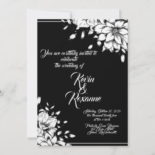 Stylish Floral Wedding Invitation Kaart (Voorkant)