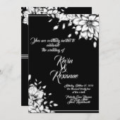 Stylish Floral Wedding Invitation Kaart (Voorkant / Achterkant)