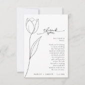 Stylish Flower Line Art Black White Wedding Bedankkaart (Voorkant)