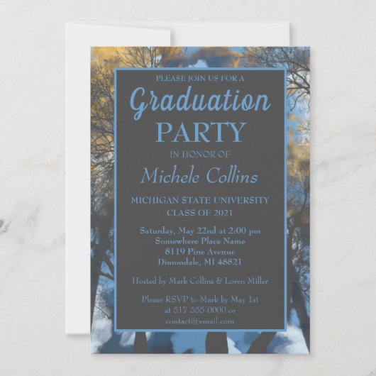 Stylish Forest Sunset Party Invitation Kaart (Voorkant)