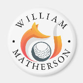 Stylish Fox Custom Name Golf Ball Marker Magneet (Voorkant)