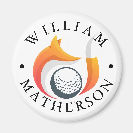 Stylish Fox Custom Name Golf Ball Marker Magneet (Voorkant)