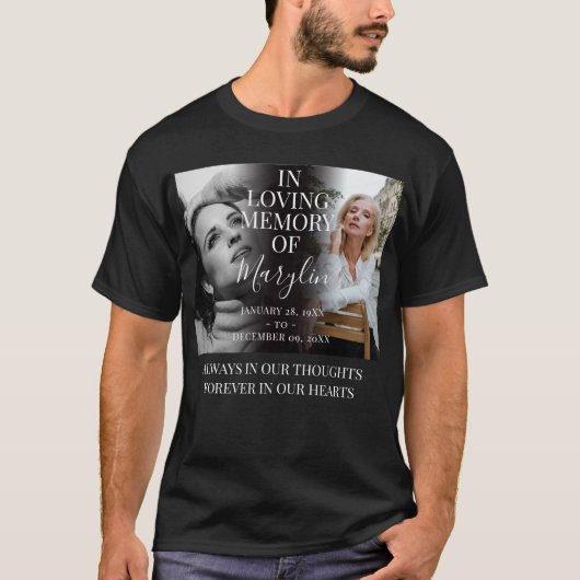 Stylish Funeral Memorial before & After Photo T-Sh T-shirt (Voorkant)