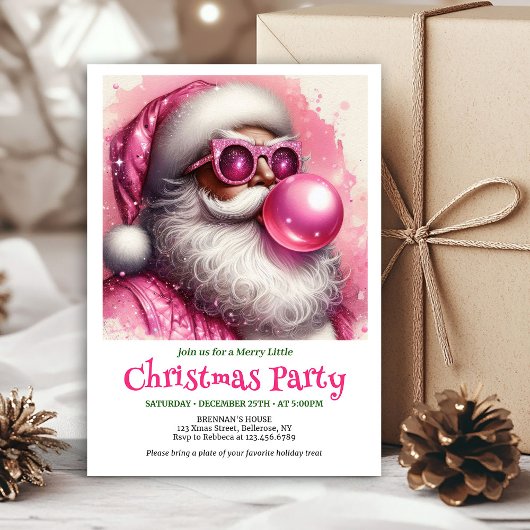 Stylish Funny Santa Sunglasses Christmas Invites Kaart