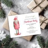 Stylish Funny Santa Watercolor Holiday Invite Kaart