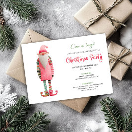 Stylish Funny Santa Watercolor Holiday Invite Kaart