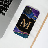Stylish Galaxy Gold Agate Geode Monogram iPhone Hoesje