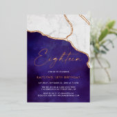 Stylish Geoed Marble 18th Birthday Real Folie Uitnodiging (Staand Voorkant)