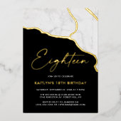 Stylish Geoed Marble 18th Birthday Real Folie Uitnodiging (Voorkant)