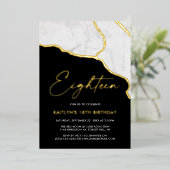 Stylish Geoed Marble 18th Birthday Real Folie Uitnodiging (Staand Voorkant)