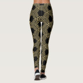 Stylish geometric black and yellow leggings (Achterkant)