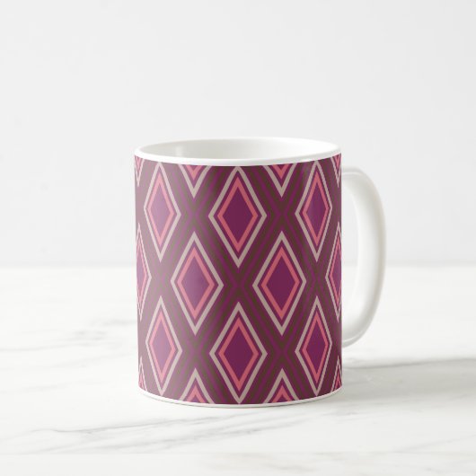 Stylish Geometric Diamond Pattern in Purple Koffiemok (Voorkant rechts)