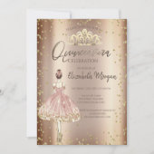 Stylish Girl, Tiara, Diamonds Cooper Quinceañera Kaart (Voorkant)