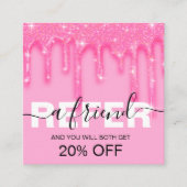 Stylish Girly Dripping Pink Glitter Reference Kaar Aanbevelingskaartje (Voorkant)